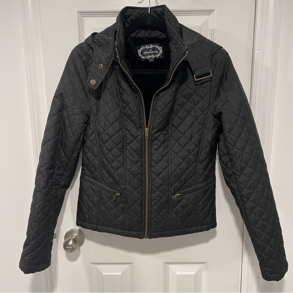 Quilted Bomber Jacket, black, small
